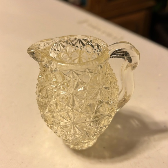Vintage pressed glass miniature pitcher  or can be used as a tooth pick holder - Picture 1 of 3